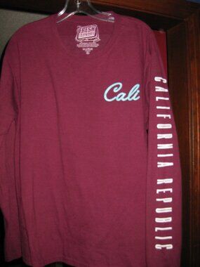 XL Fresh Laundry Cali Long Sleeve Burgundy Shirt